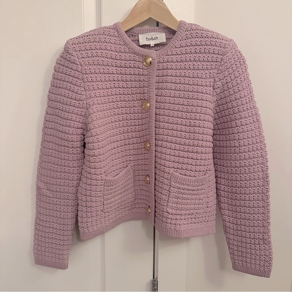 NEW Ba&sh Bash Gaspard Tweed Cardigan Jacket In Purple Lilac | size  2 / M - Picture 6 of 13